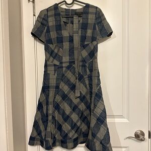 Club Monaco Blue and Gray Checkered Mini Dress